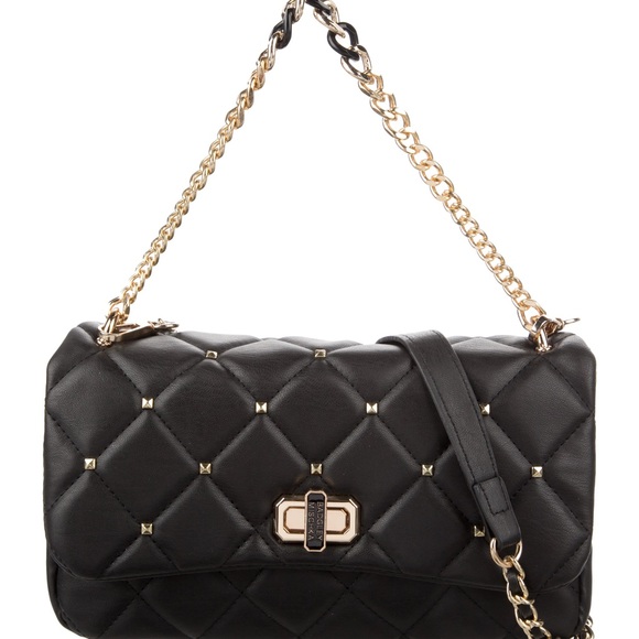 Badgley Mischka Handbags - Badgley Mischka Quilted Black and Gold Shoulder Bag